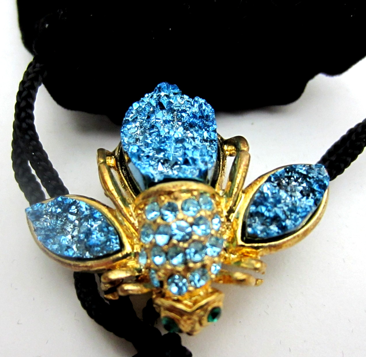 New, Vintage 1990’s Signed Joan Rivers Simulated Drusy Quartz Bee Pin Brooch