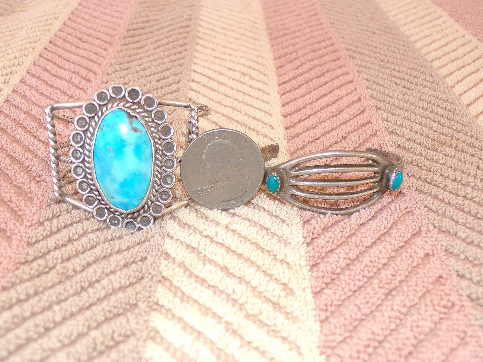 2 BABY BLING Childrens Sterling & Turquoise Bracelets 1 Repaired 35 Grams Total