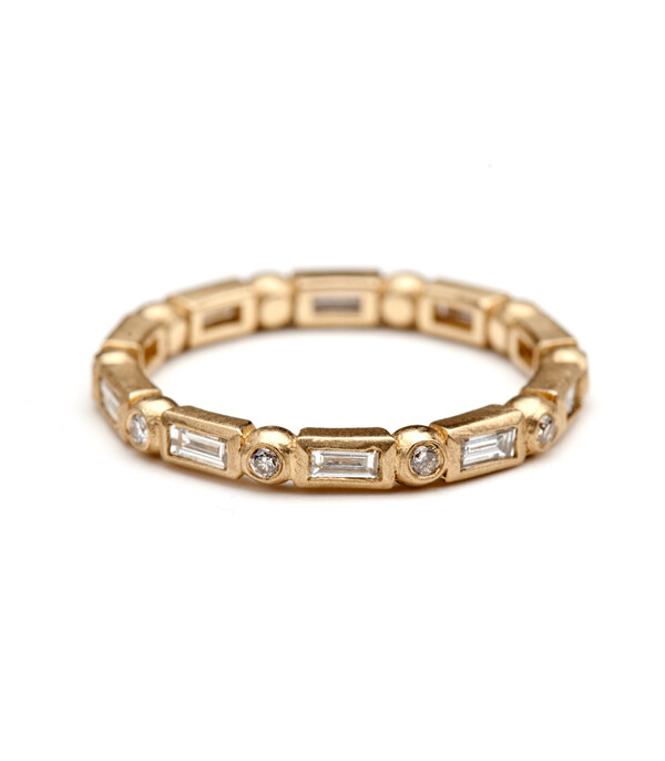Diamant Memory Antikia Goldring Matt 20 Brillanten 0,50ct 14K 585e Gelbgold Gold