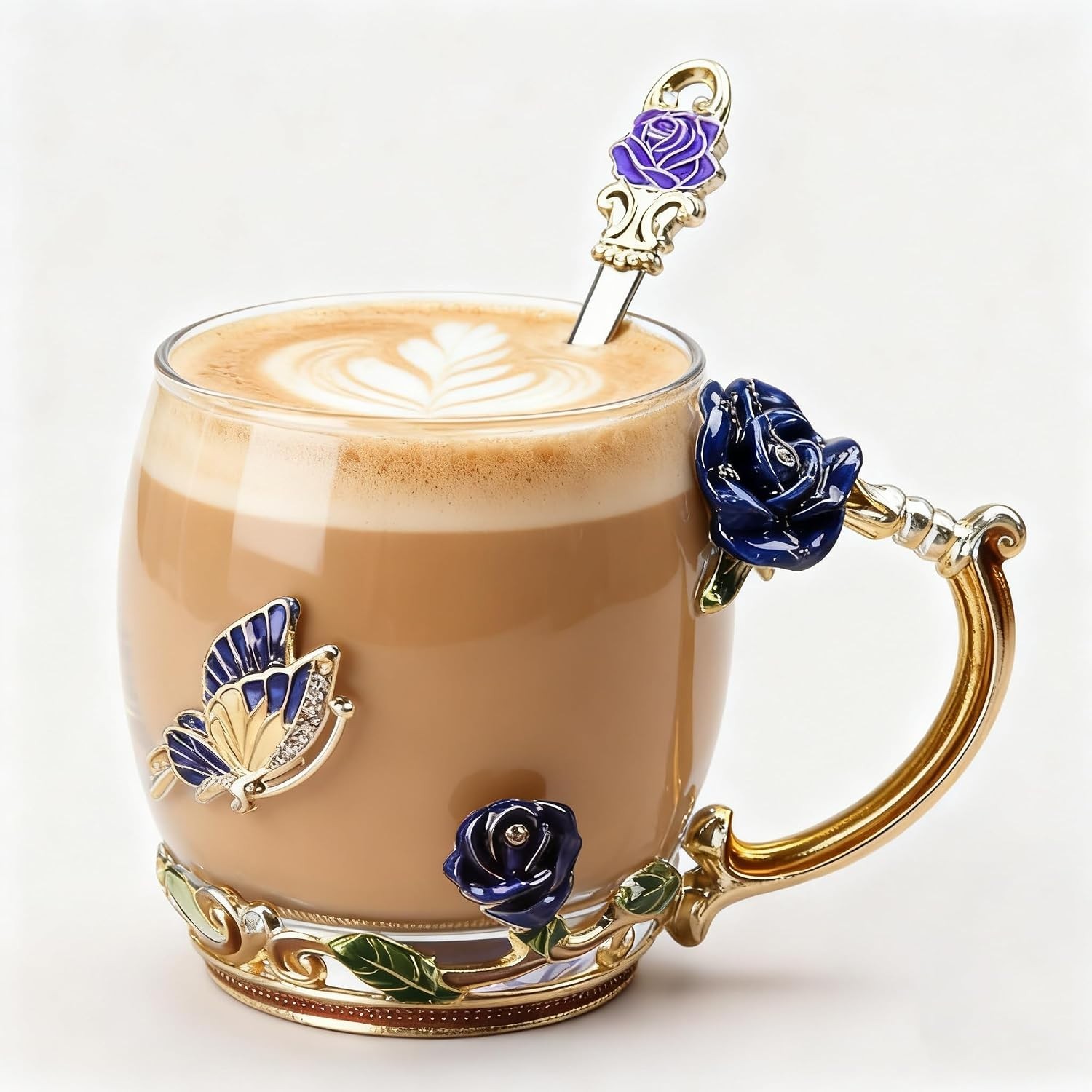 Unique 12 oz Blue Flower Coffee Cup – Ideal Birthday & Mother’s Day Gift