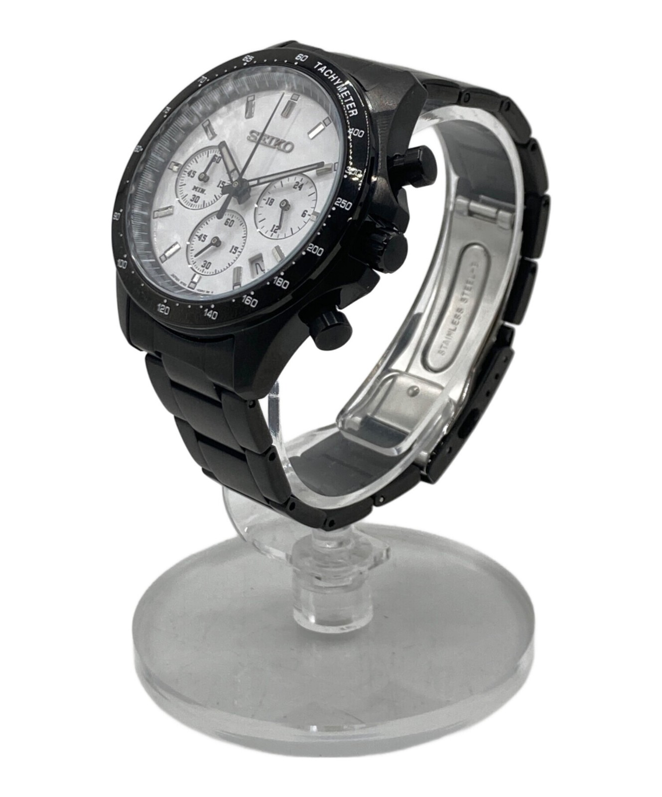 SEIKO x NANO universe Chronograph Watch 8T63-00N0 Black White Japan Steel Men’s