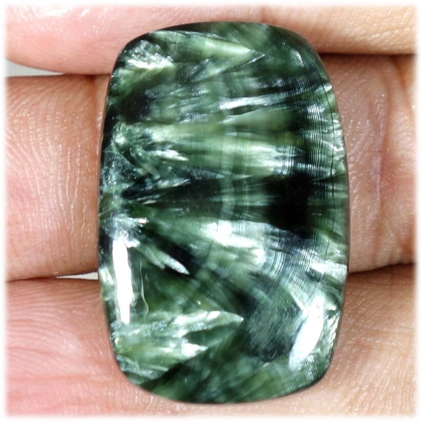 32.60 Cts Natural Cushion Cabochon Green Seraphinite Chakra Healing Pendant Gems