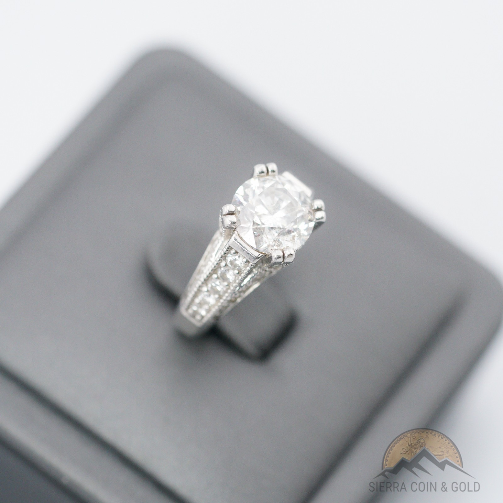 3.05ct Natural Diamond Ring Platinum F SI2 +1.13ctw Sides Size 5.5
