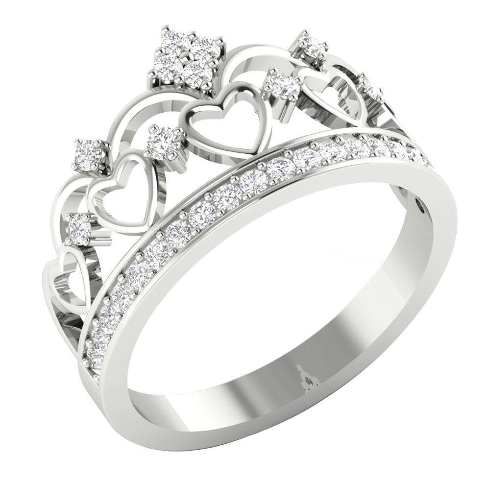 I1 G 0.45 Ct Natural Round Diamond Crown Engagement Ring 14K Solid Gold 11.00 mm