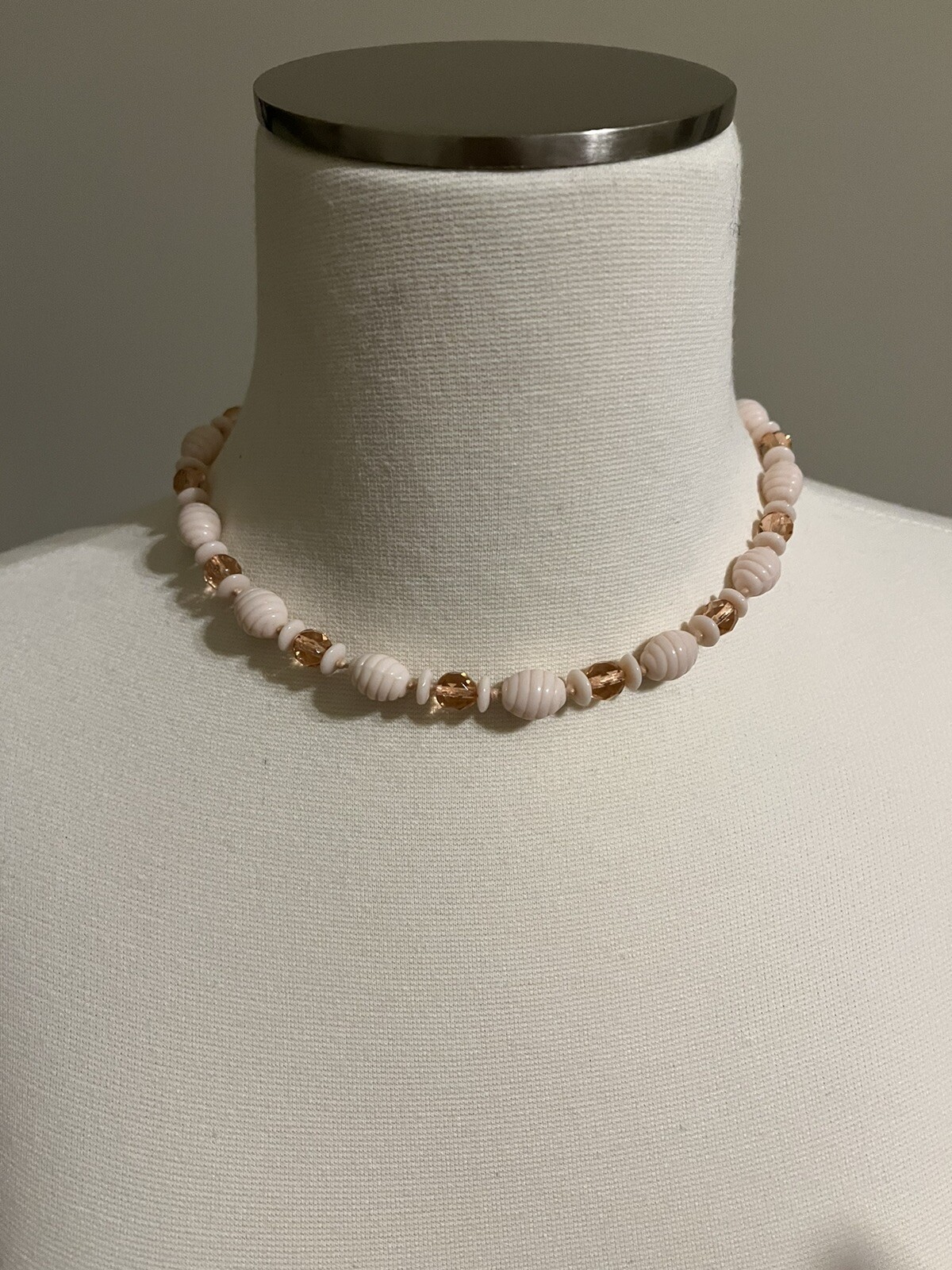 MI Western Germany Necklace Choker Light Pink Beaded Vintage Excellent