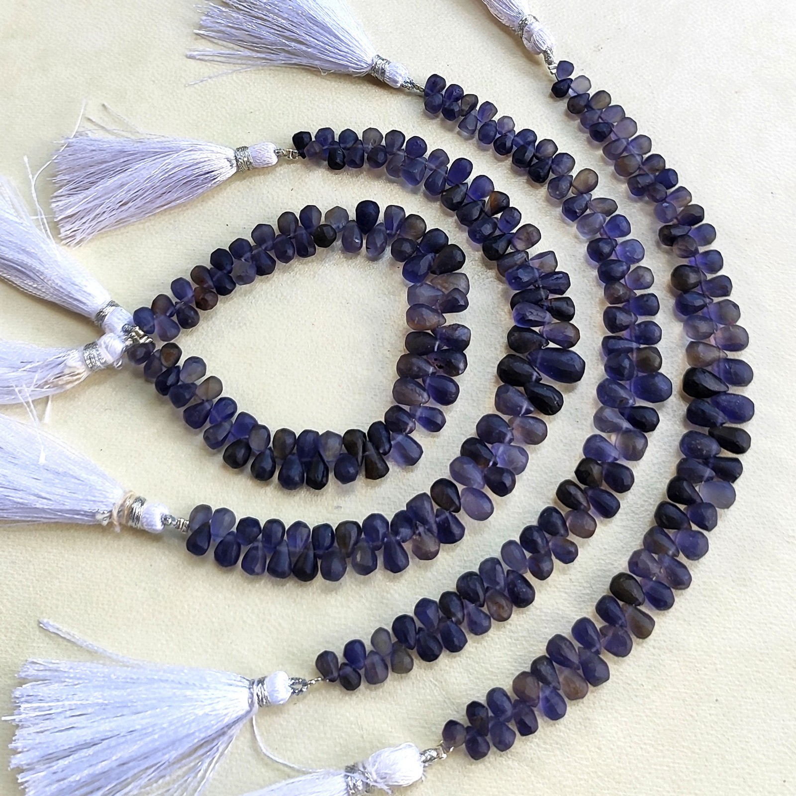 Natural Iolite Gemstone 6×4 to 8×6 mm Size Unpolished Drop Shape Beads 7″ Strand