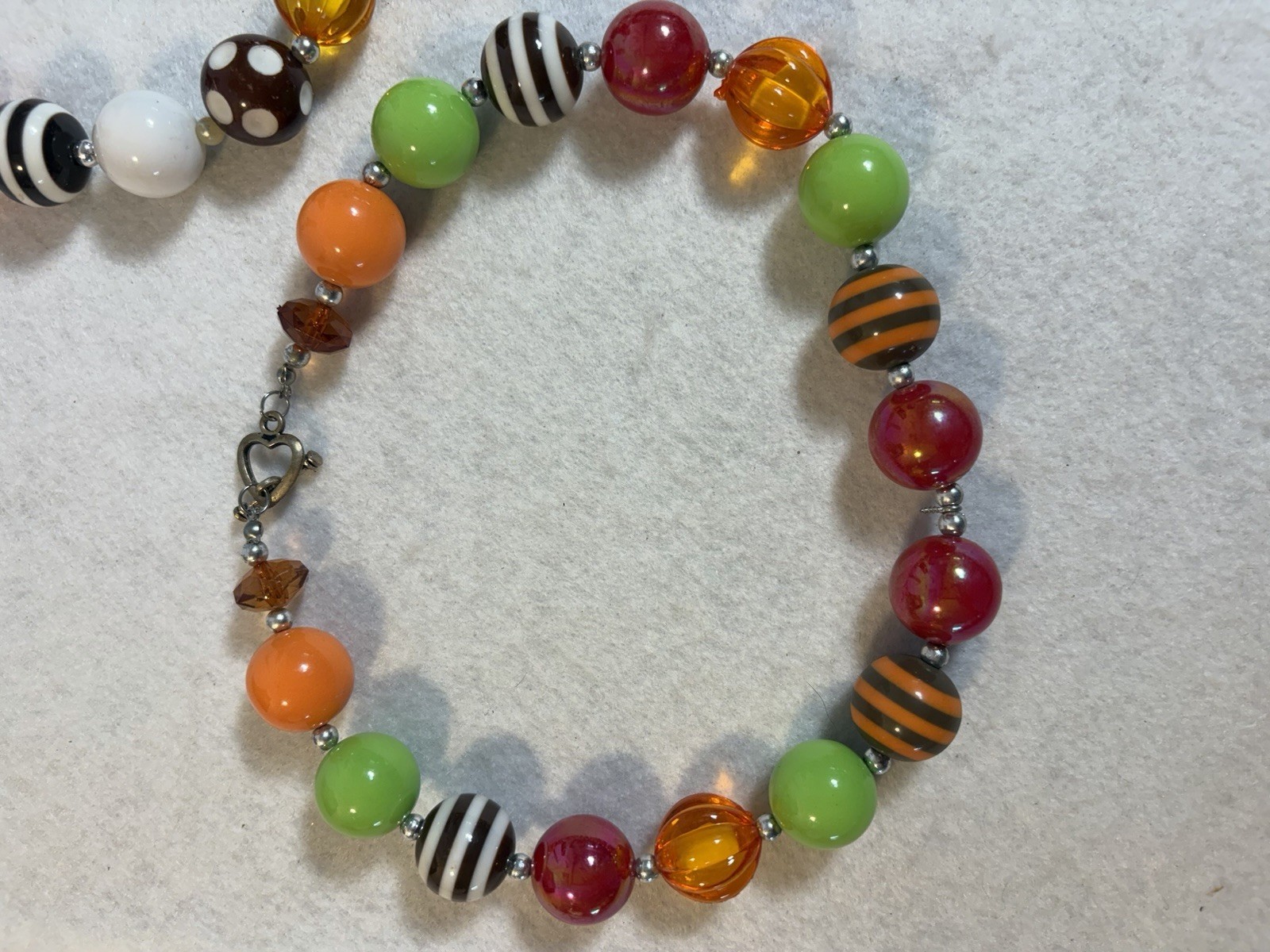 2 Fun Chunky Bubble Gum Bead Necklaces Halloween Colors Festive Costume Jewelry