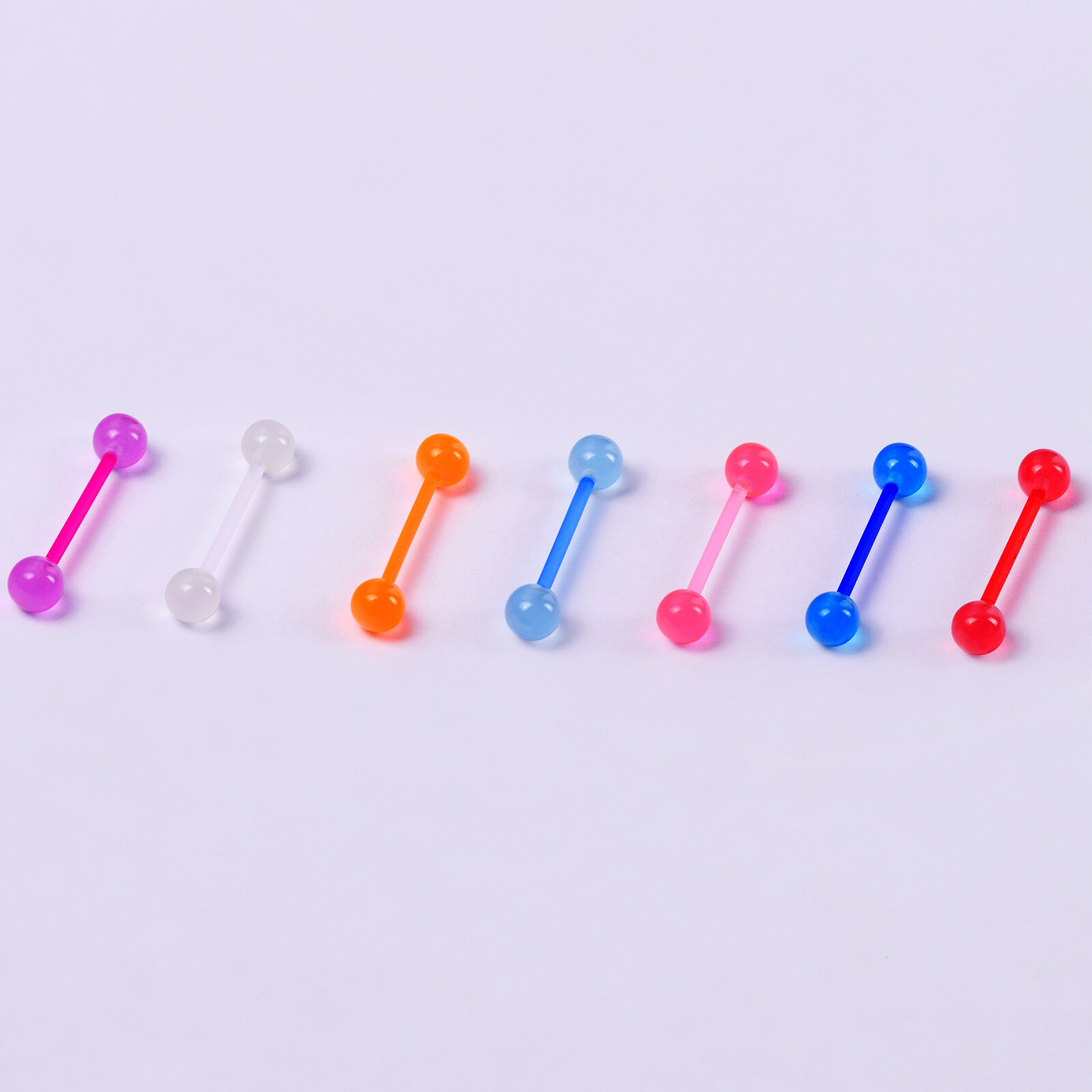 70PCS 14G Wholesale Acrylic Glow in the Dark Tongue Nipple Barbells Piercing Set