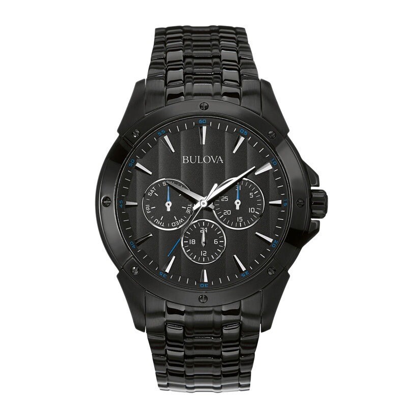 NEW Bulova 98C121 Classic 43MM Men’s Black Stainless Steel Watch Multi Function