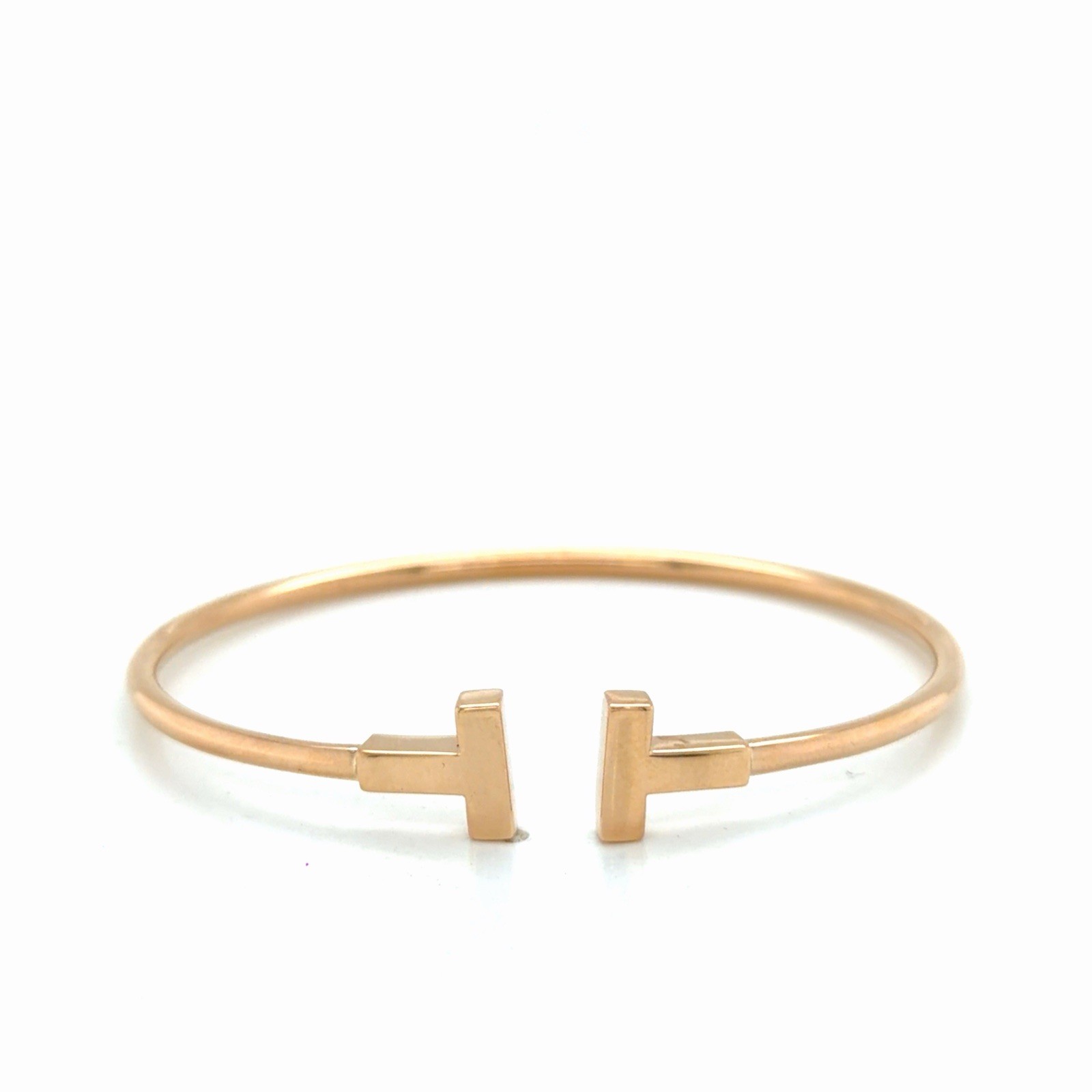 Tiffany & Co. T Wire Bracelet 18k Rose Gold Size Medium 6.25 in