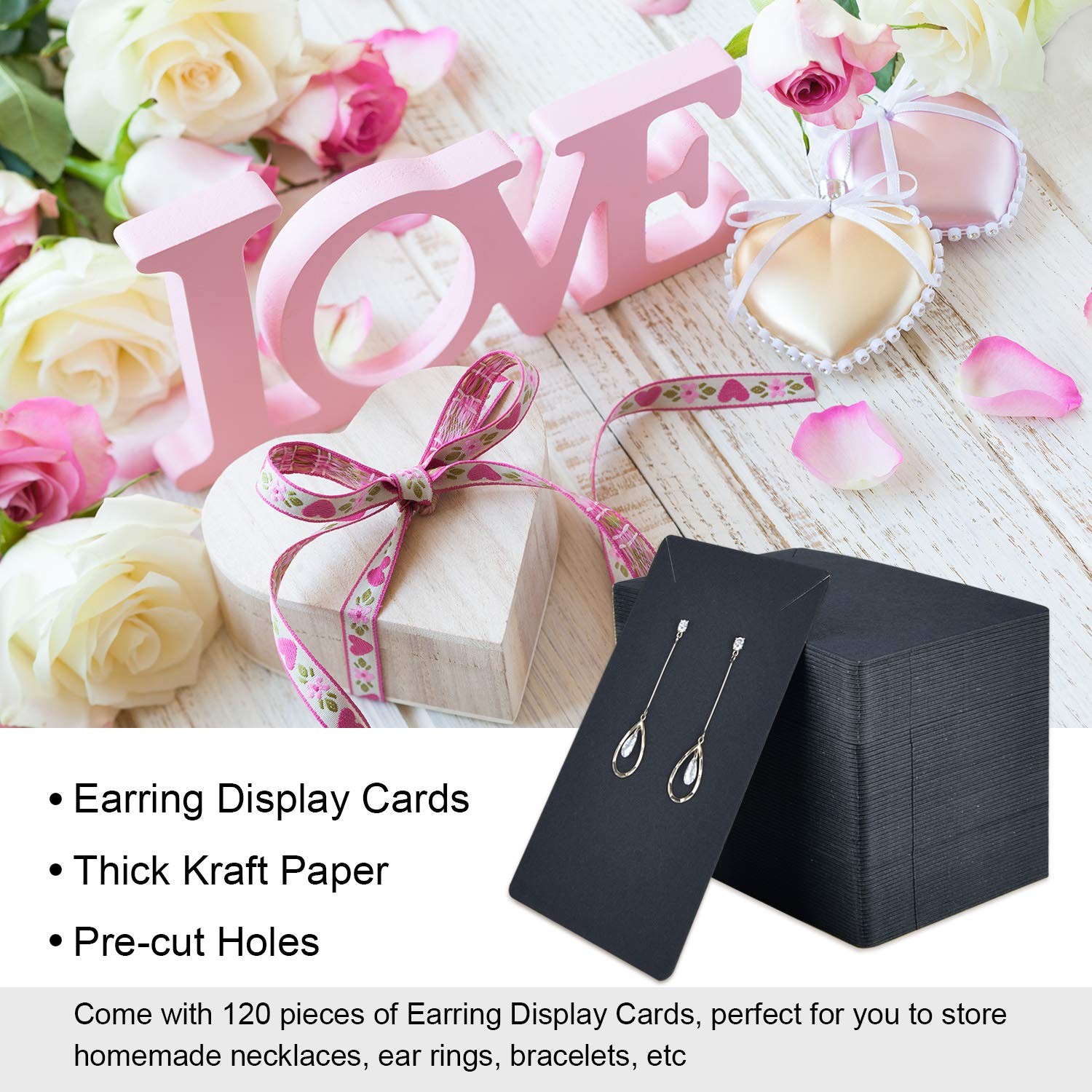 120 Pieces Earring Necklace Display Cards Jewelry Holder Cards Paper Tags with 1