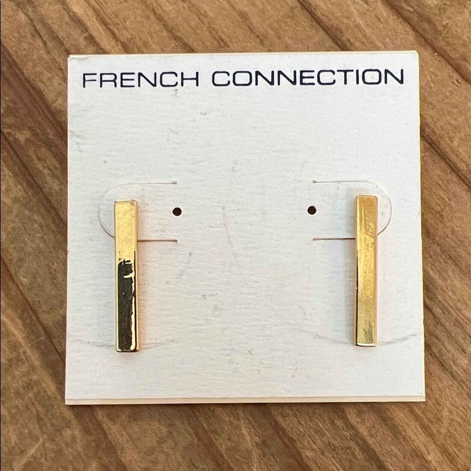 French Connection Gold-Tone Bar Earrings