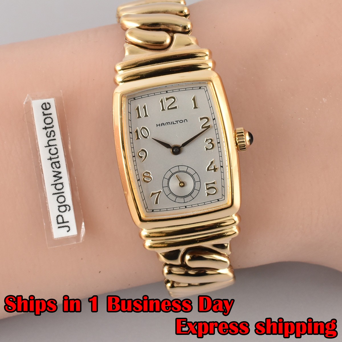 N MINT Hamilton 6248 Tonneau Vintage Watch Gold Dial Small Second Ladies Women