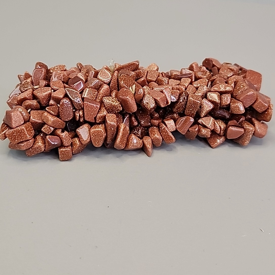Vintage Goldstone Bracelet Chip Beaded Stretch 3cm Wide