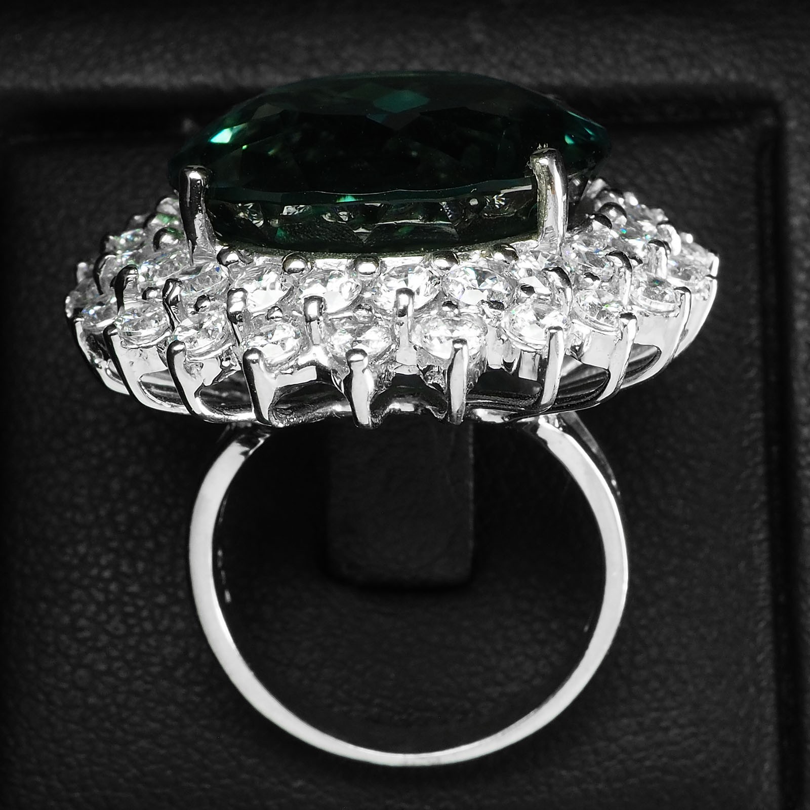 Lagoon Blue Tourmaline Round 23.70Ct 925 Sterling Silver Handmade Ring Size 6.25