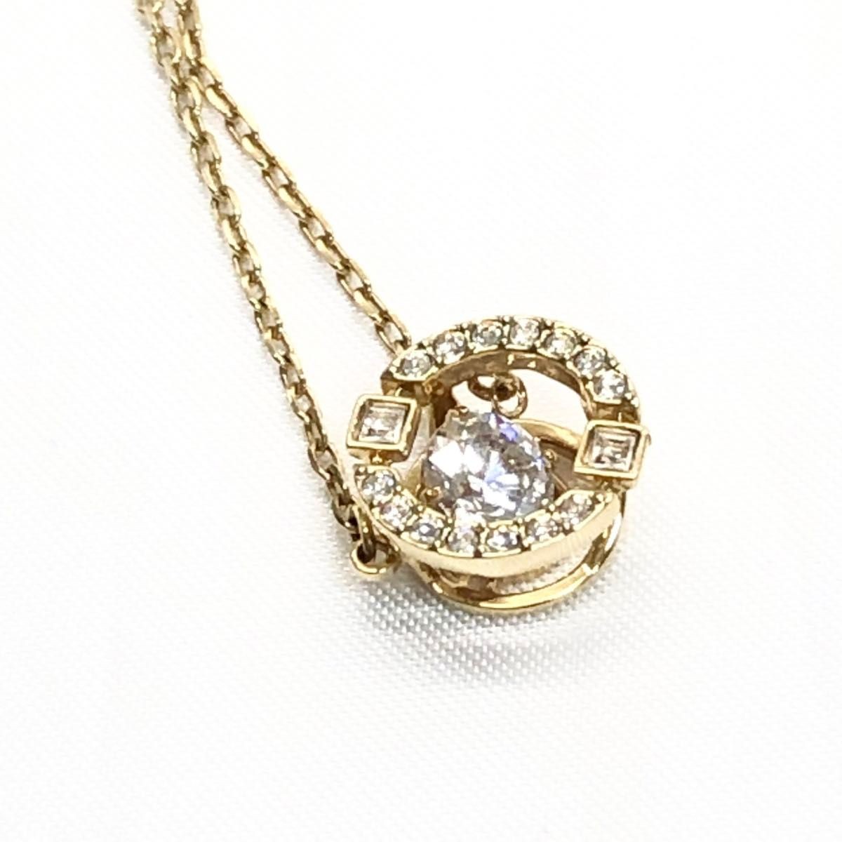 Swarovski Sparkling Dance Necklace Round Cut Crystal Pendant Gold Tone Chain