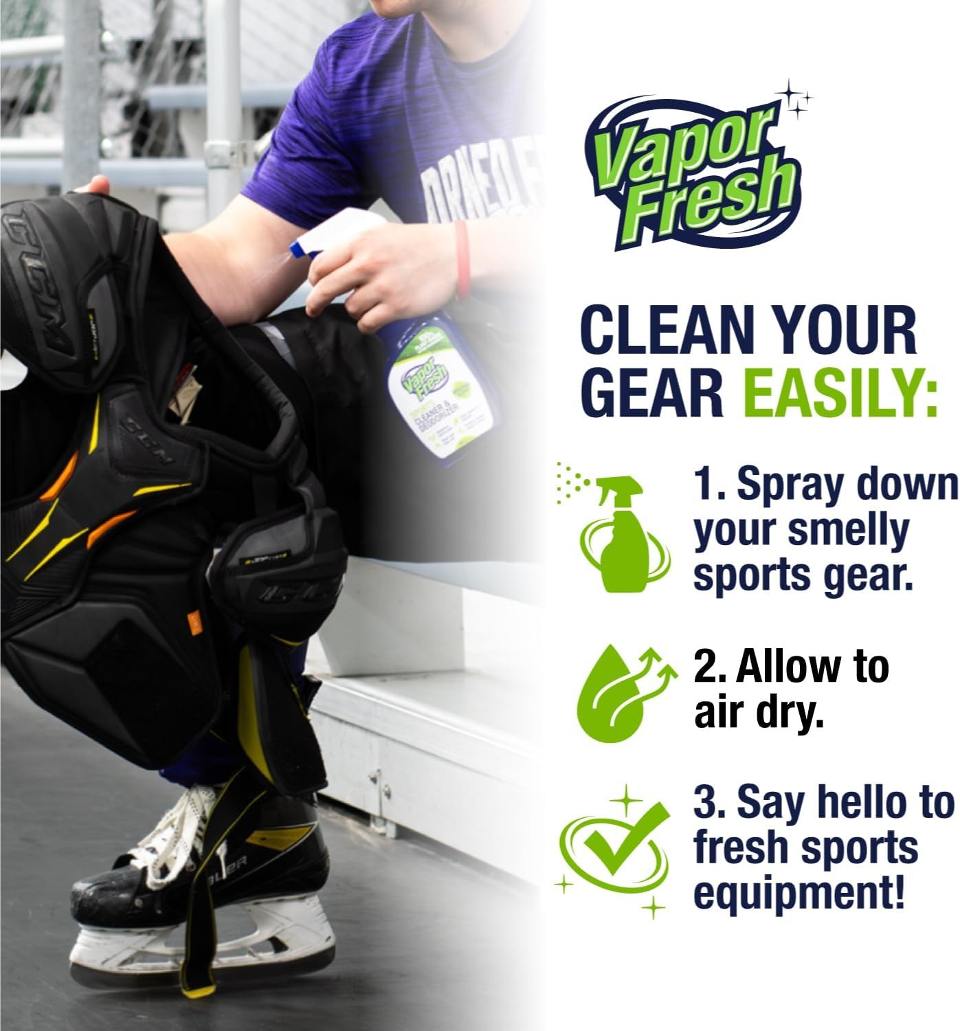 Vapor Fresh Sports Cleaner and Deodorizer – For Boxing Gloves, Sports Pads, Helm