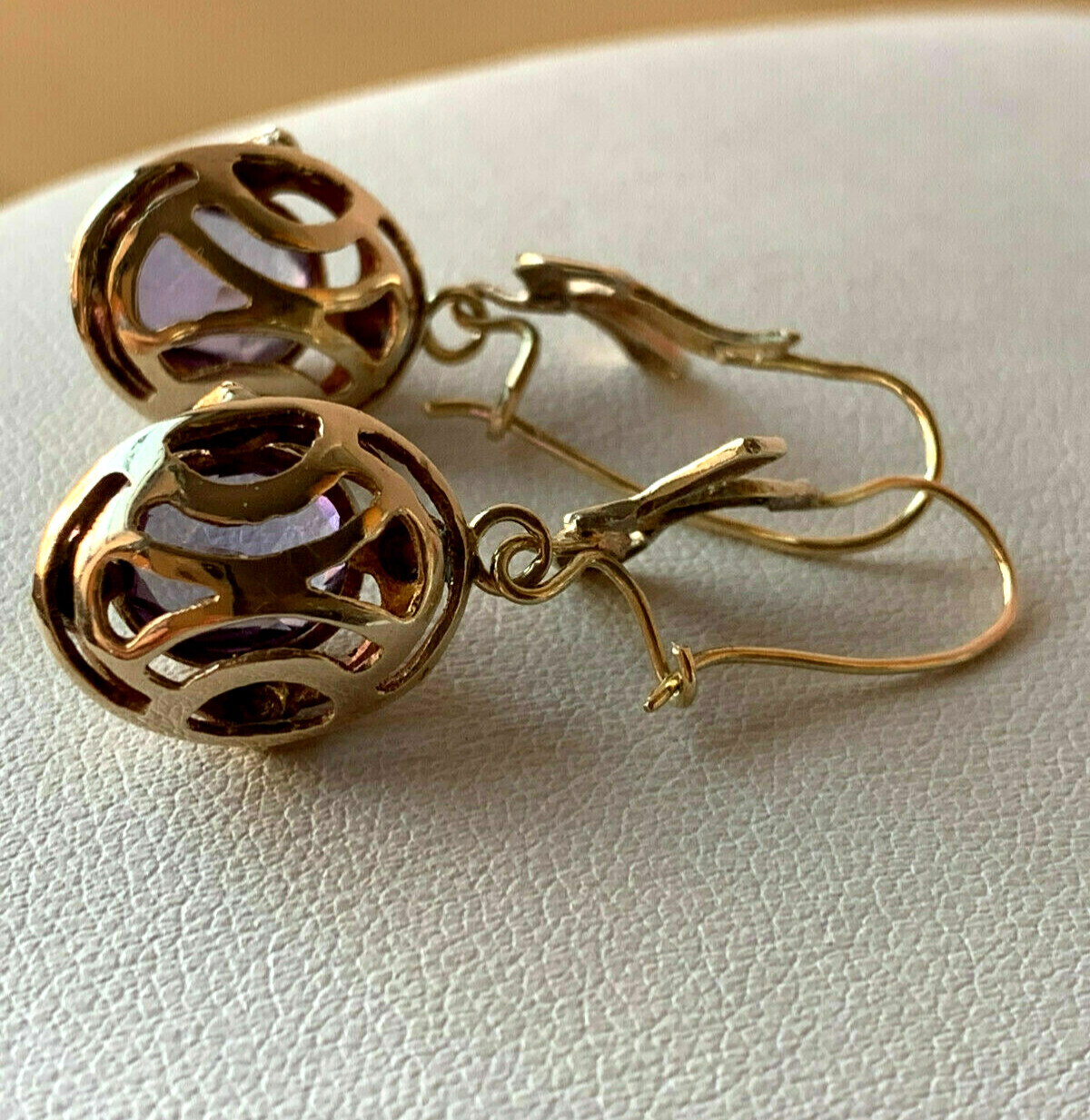 VINTAGE 14K RING & EARRINGS COLOR CHANGE PURPLE SAPPHIRE SET OF 2 CUSTOM MADE