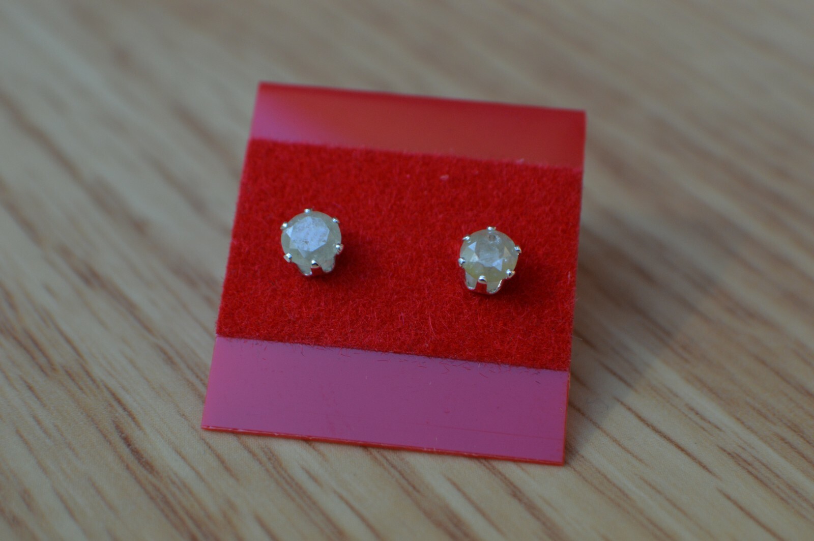 0.36ct Fancy Cape Yellow Diamond Solitaire Earrings Fine Silver I-3 Clarity