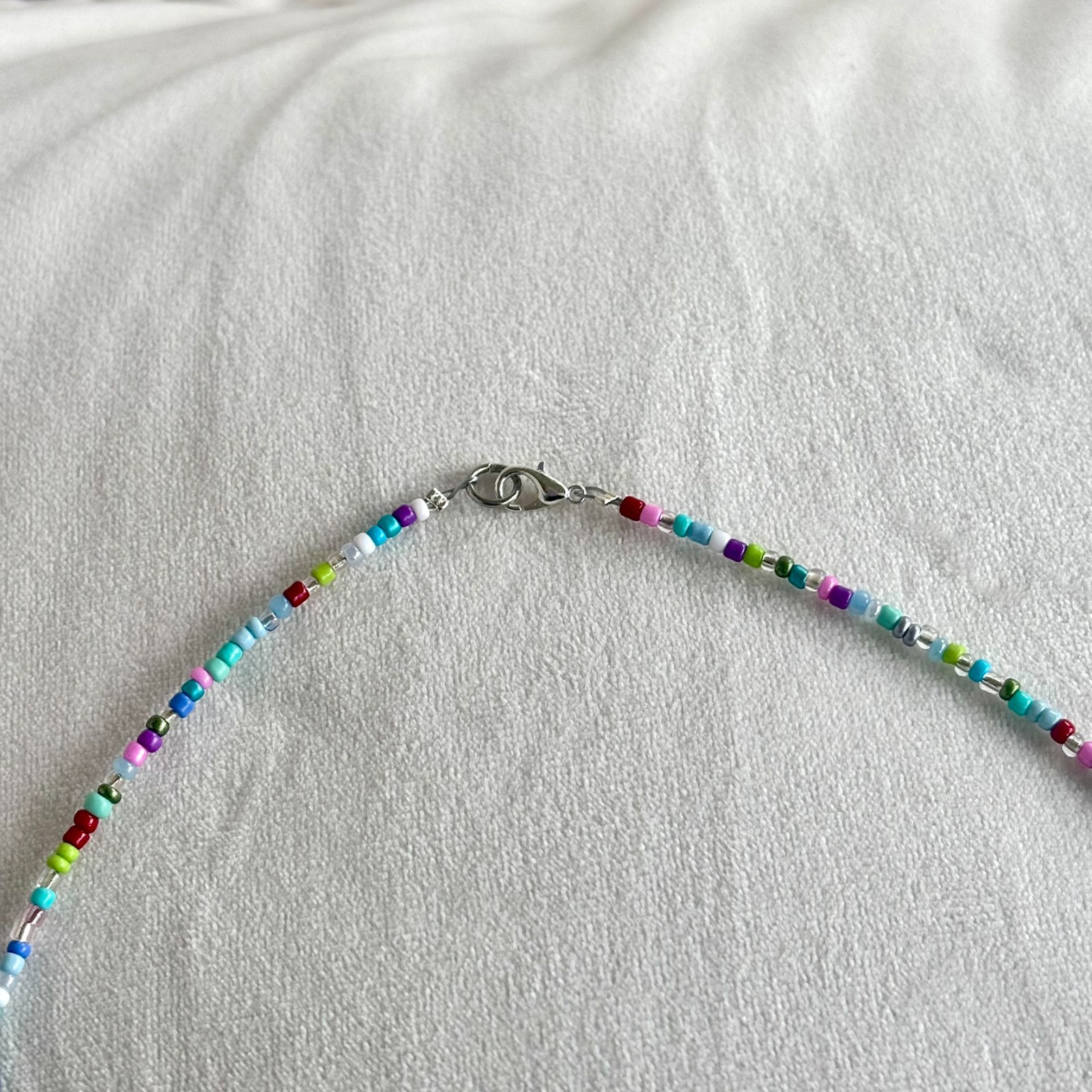 Handmade Colourful Seed Bead Necklace with Freshwater Pearl Boho Choker 16-17″