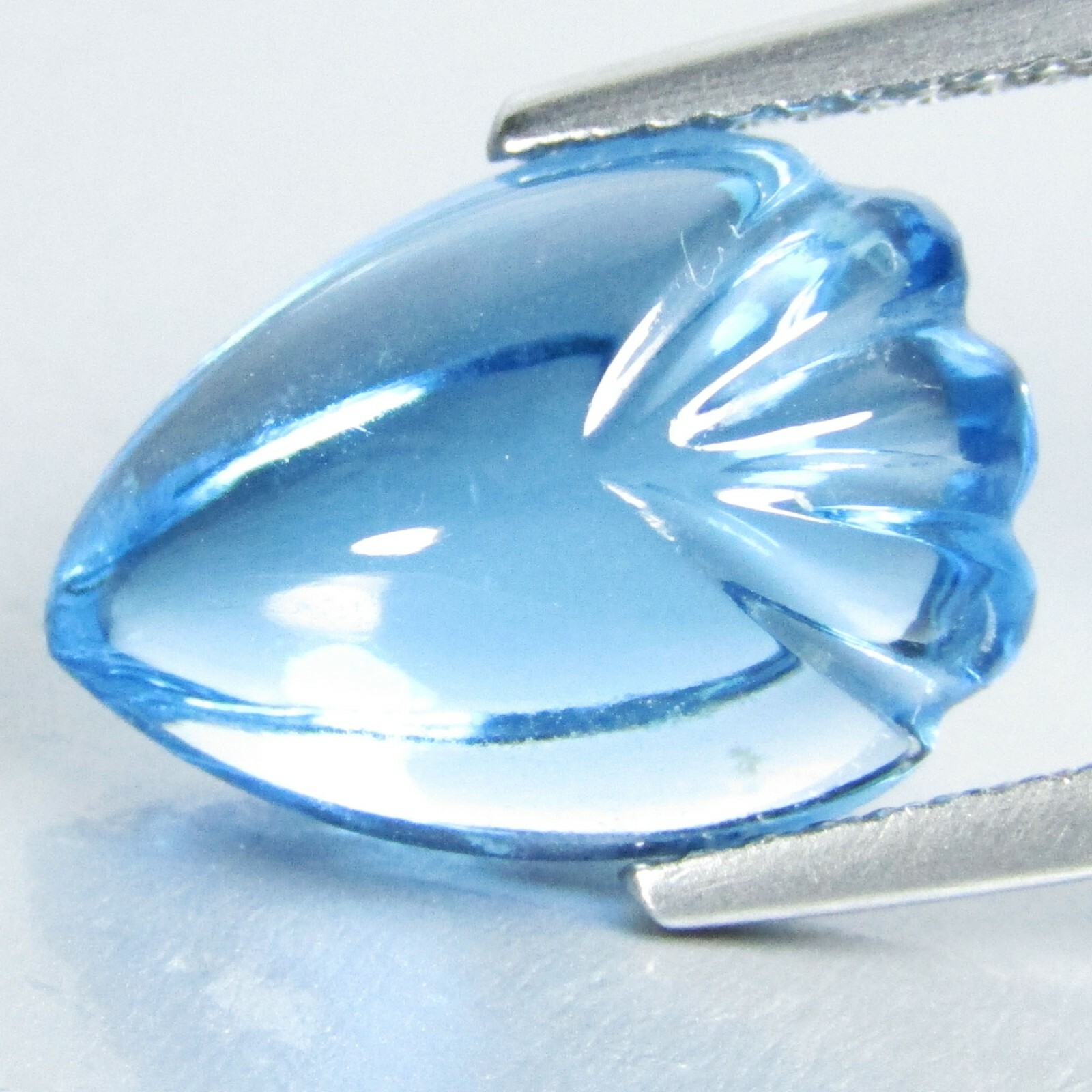 6.45Cts Genuine Natural Swiss Blue Topaz shield Shape Carving Loose Gem