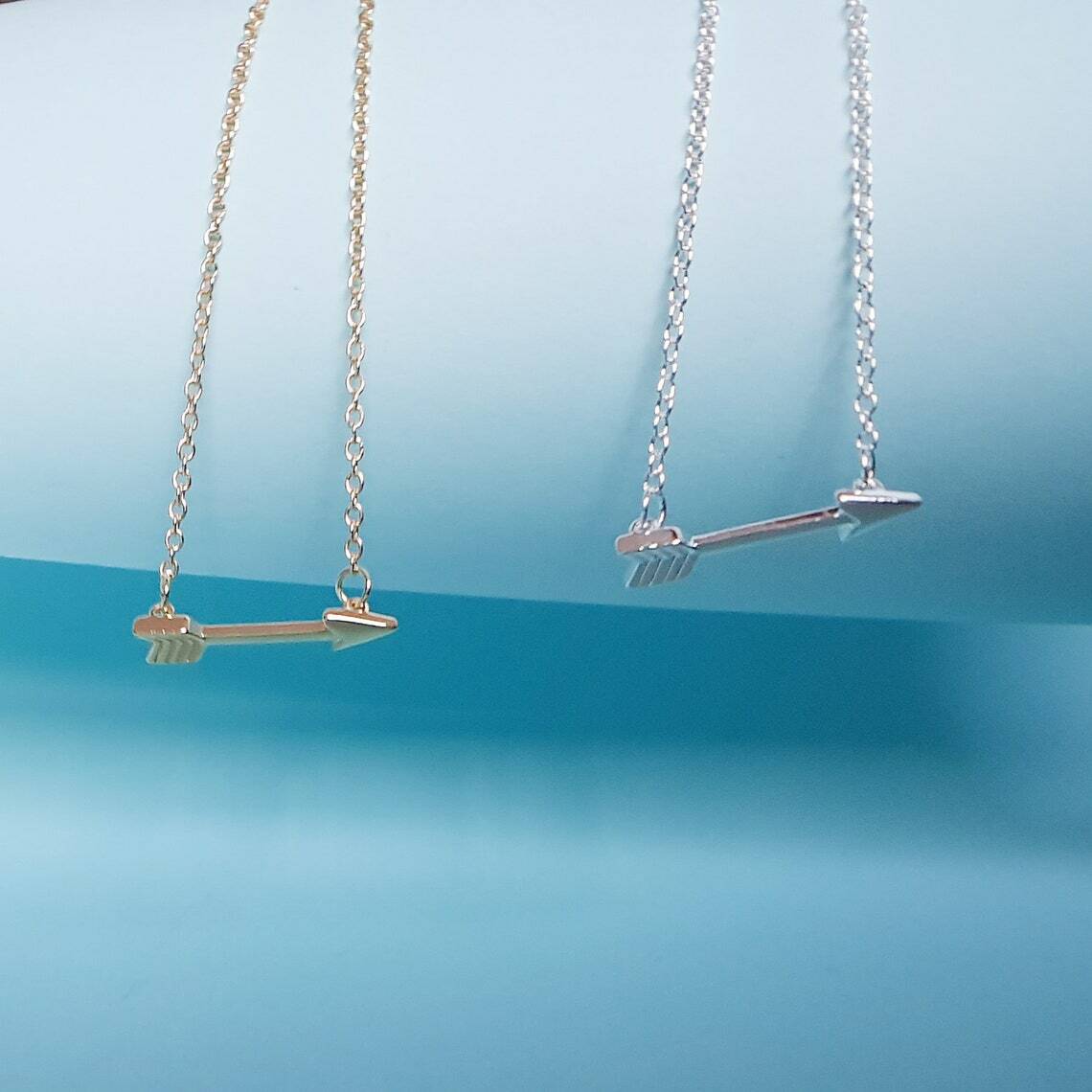 Silver or Gold Plated Cupid’s Arrow Necklace Pendant Black Widow