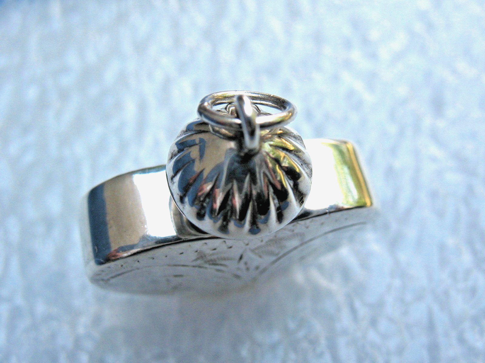Vintage Sterling Silver Perfume /Scent Bottle Heart Pendant 1.5″ Drop