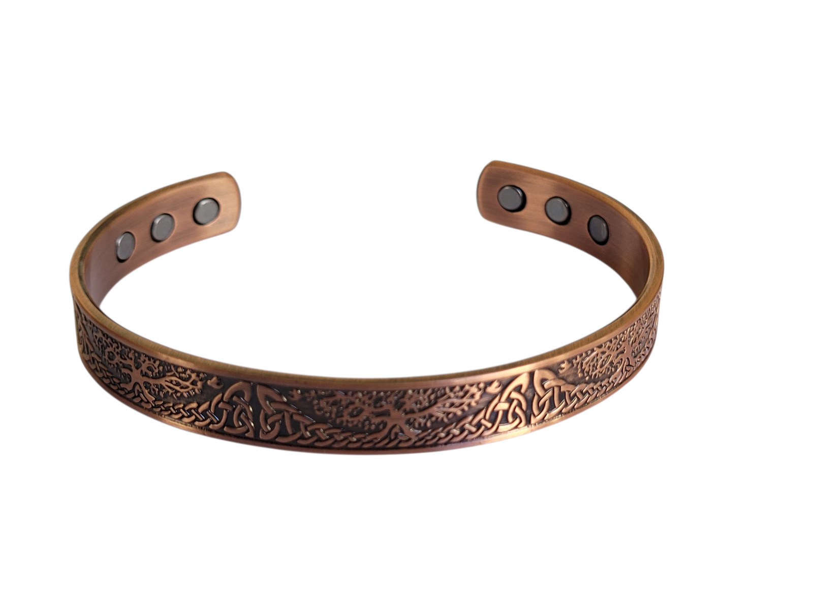 Pure Copper Magnetic 9mm Bracelet Solid Copper 6 Magnets Cuff Tree of Life