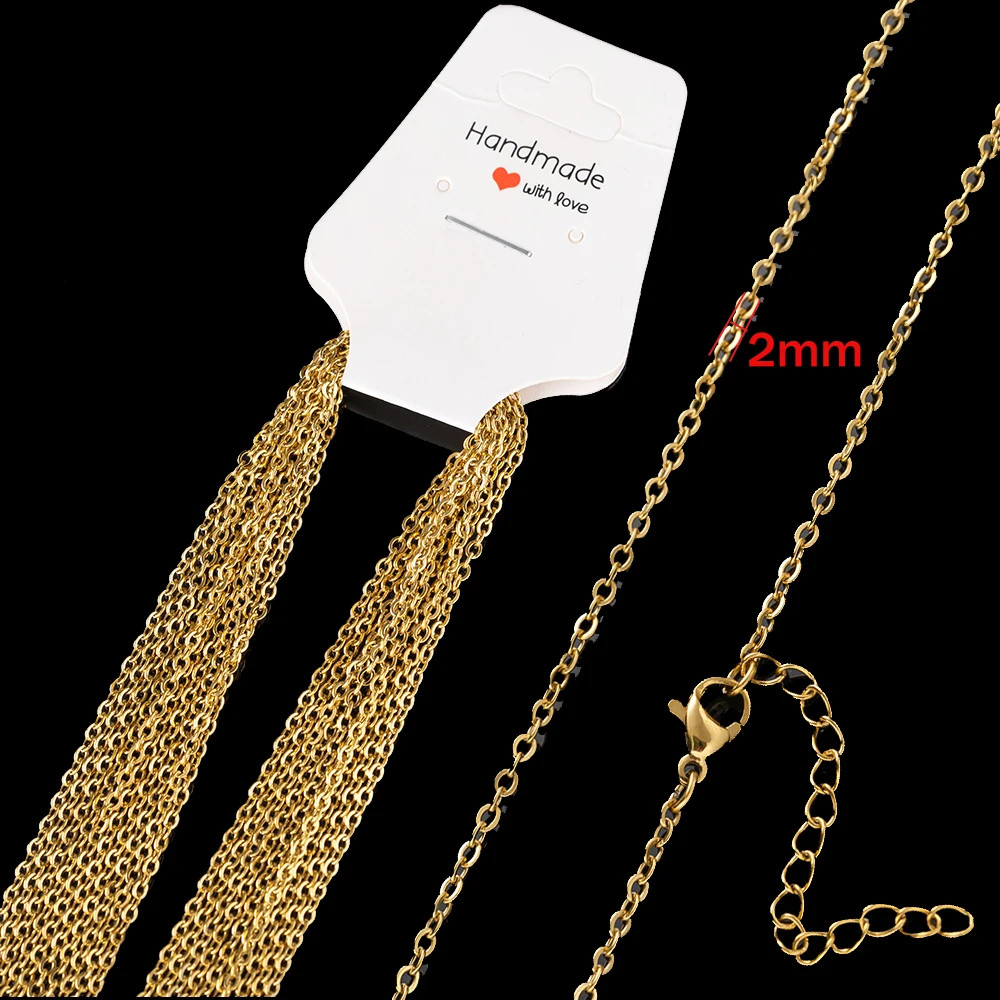 10pcs 45+5cm Gold Stainless Steel Link Cable Chain Necklace with Lobster Clasps