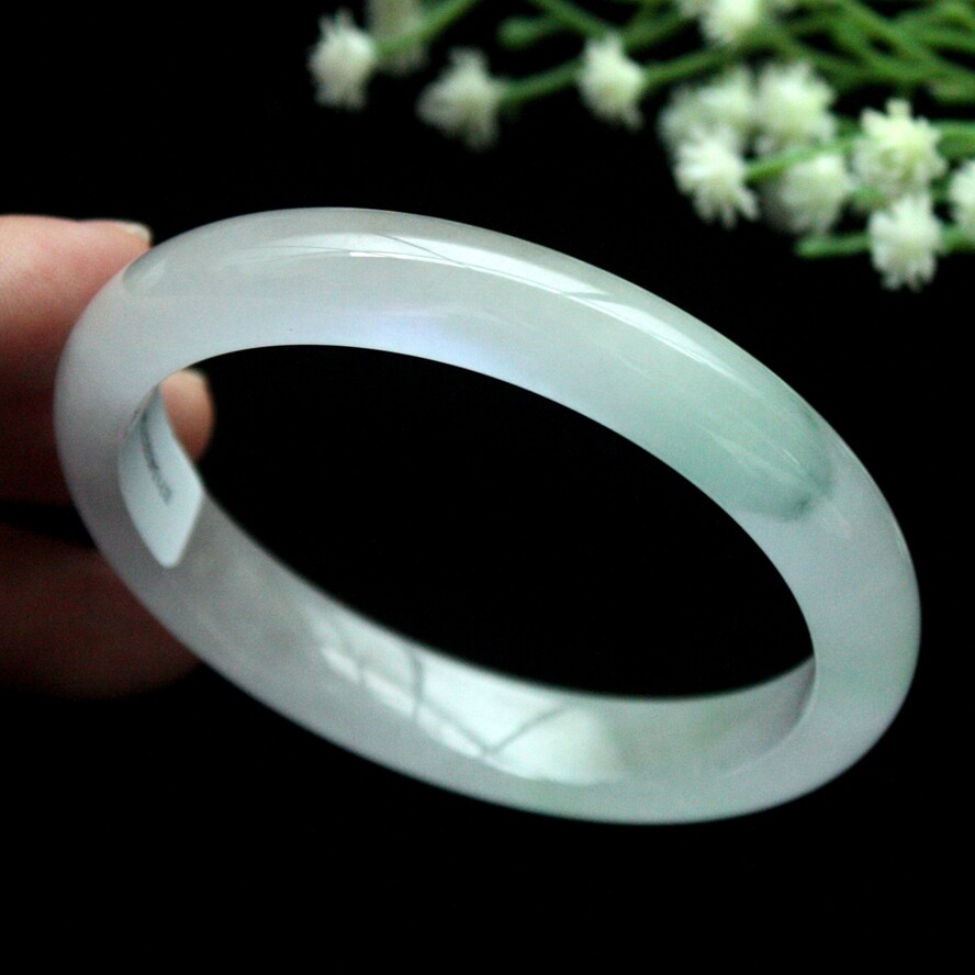 61mm Natural Icy Green Jadeite Jade Bracelet Burma Jadeite Jade Big Bangle 3110