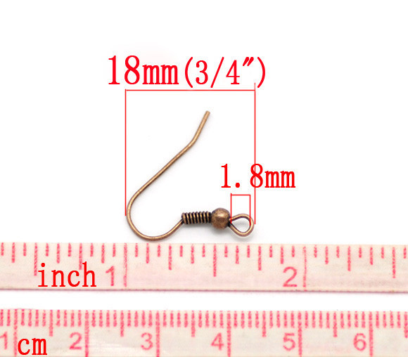 Sexy Sparkles 100 Pcs Copper Tone Earring Wire Hooks 21mm X 18mm Lead, Nickel Fr