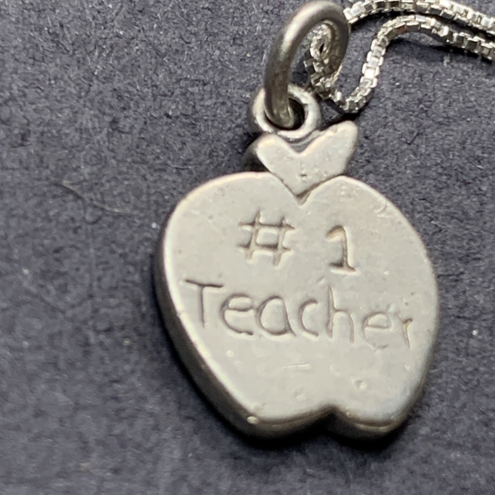 STERLING SILVER 925 Lot Necklace Pendant SS34 #1 Teacher Educator Apple Learn