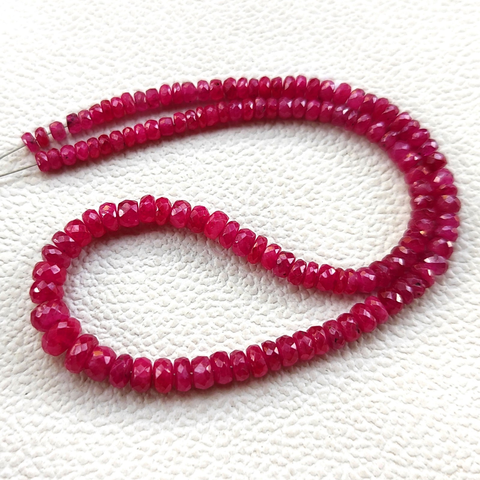 Myanmar Ruby 3.5-6mm Faceted Rondelle Cut Stone Beads 12” Strand Natural Gems