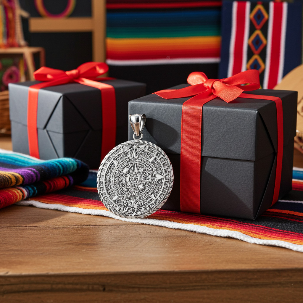 Sterling Silver Aztec Mayan Sun Calendar Pendant (S/M/L)