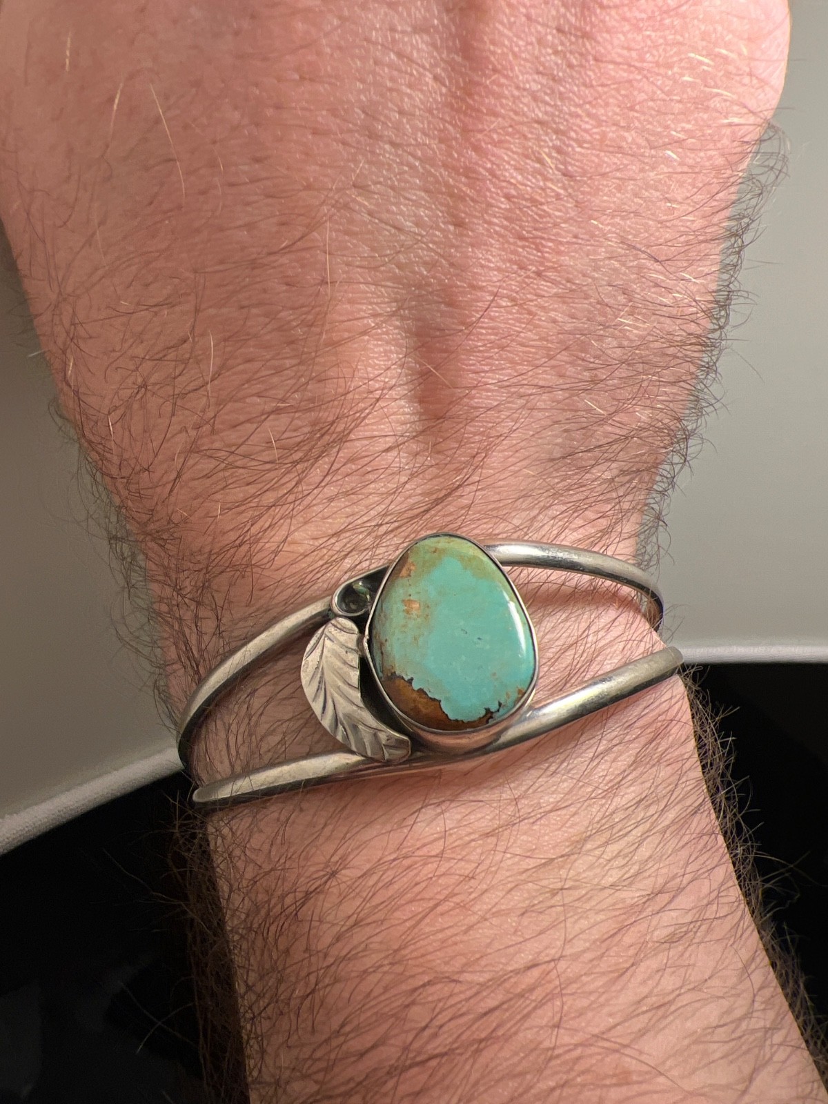 Real Turquoise, SW Alpaca Turquoise Cuff Adult- Medium Bracelet