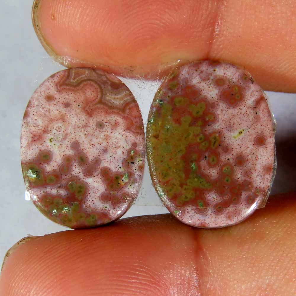 23.10Cts 100%Natural Ocean Jasper Oval Pair Cabochon 15x20x5mm loose Gemstone