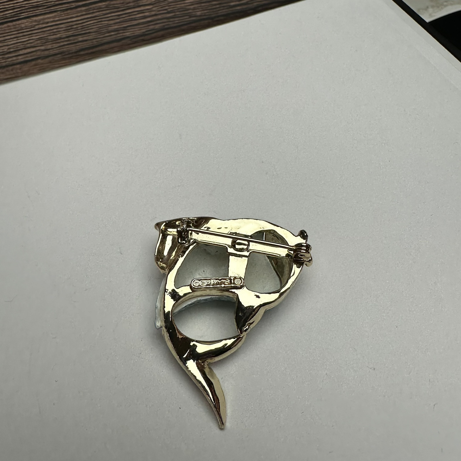 Gerry’s Fish Brooch Pin Blue & Gold Tone Signed Vintage