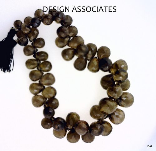 SMOKY QUARTZ 7X5 MM TO 13X9 MM BRIOLETTE CUT GEMSTONE BEADS AAA (176645)
