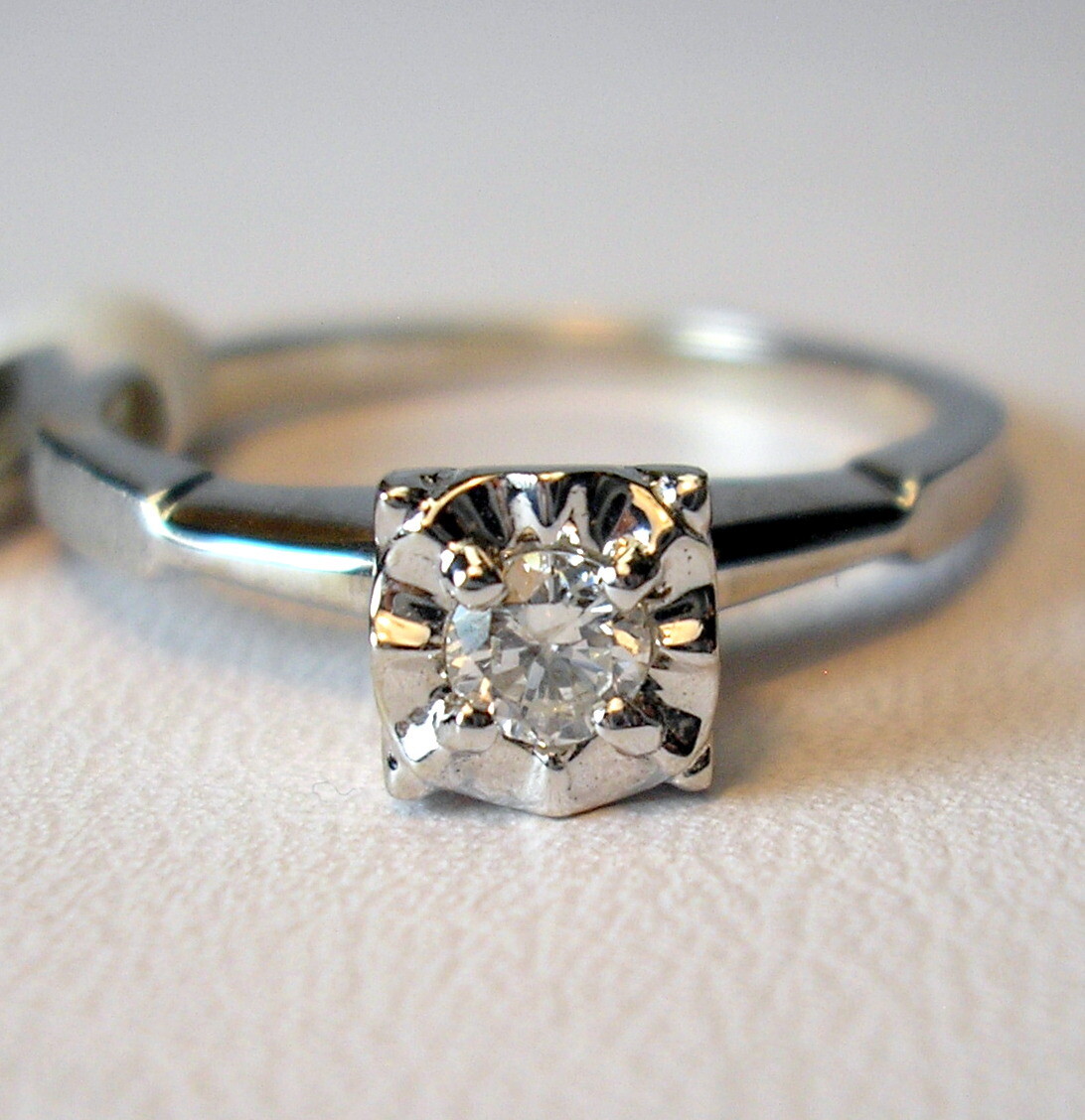 0.11 ct Natural Diamond F/SI-3 14K White Gold Wedding Ring Set Was $795 Video