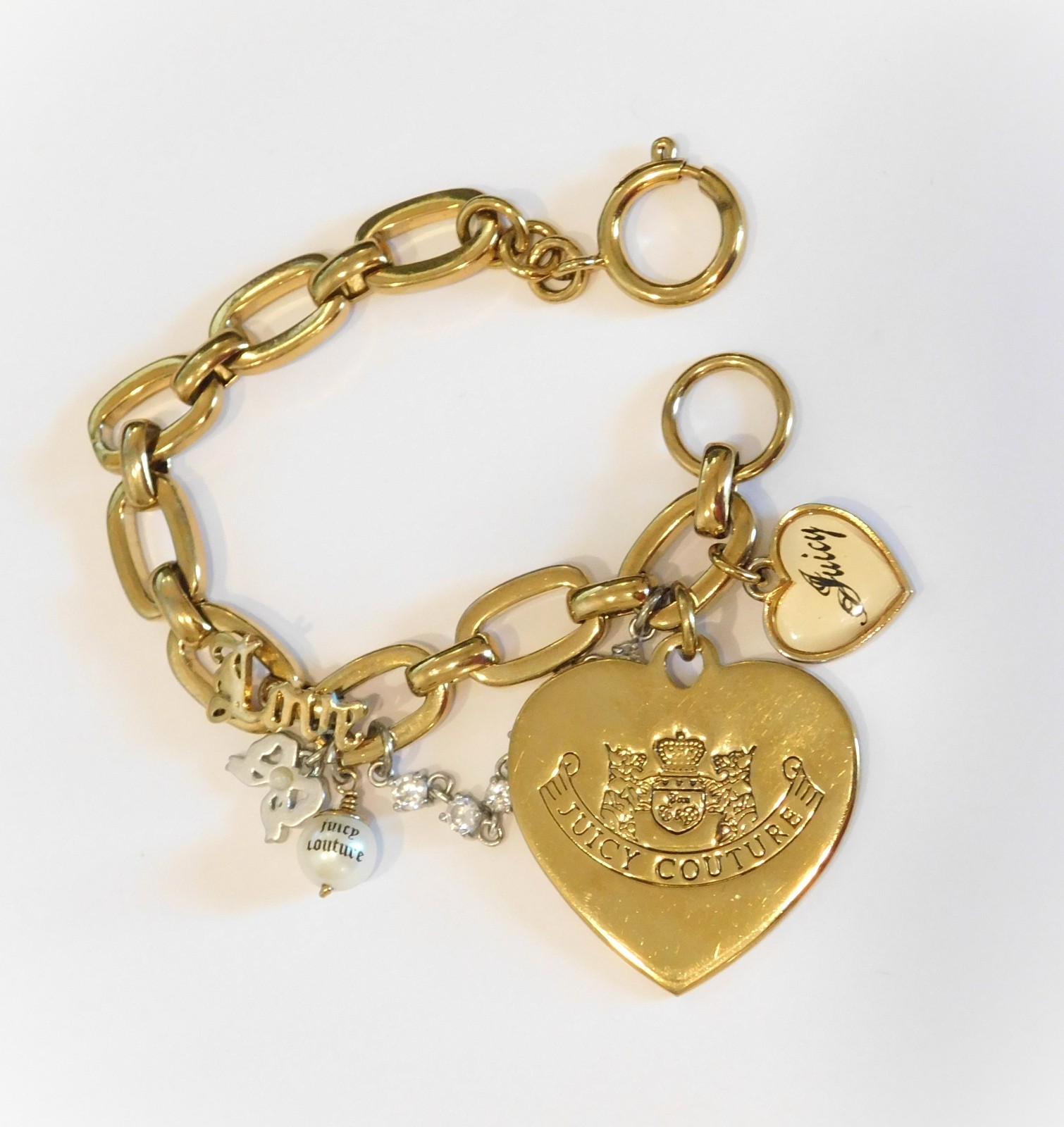 Juicy Couture Love Script “Let Them Eat Couture” Gold Charm Bracelet