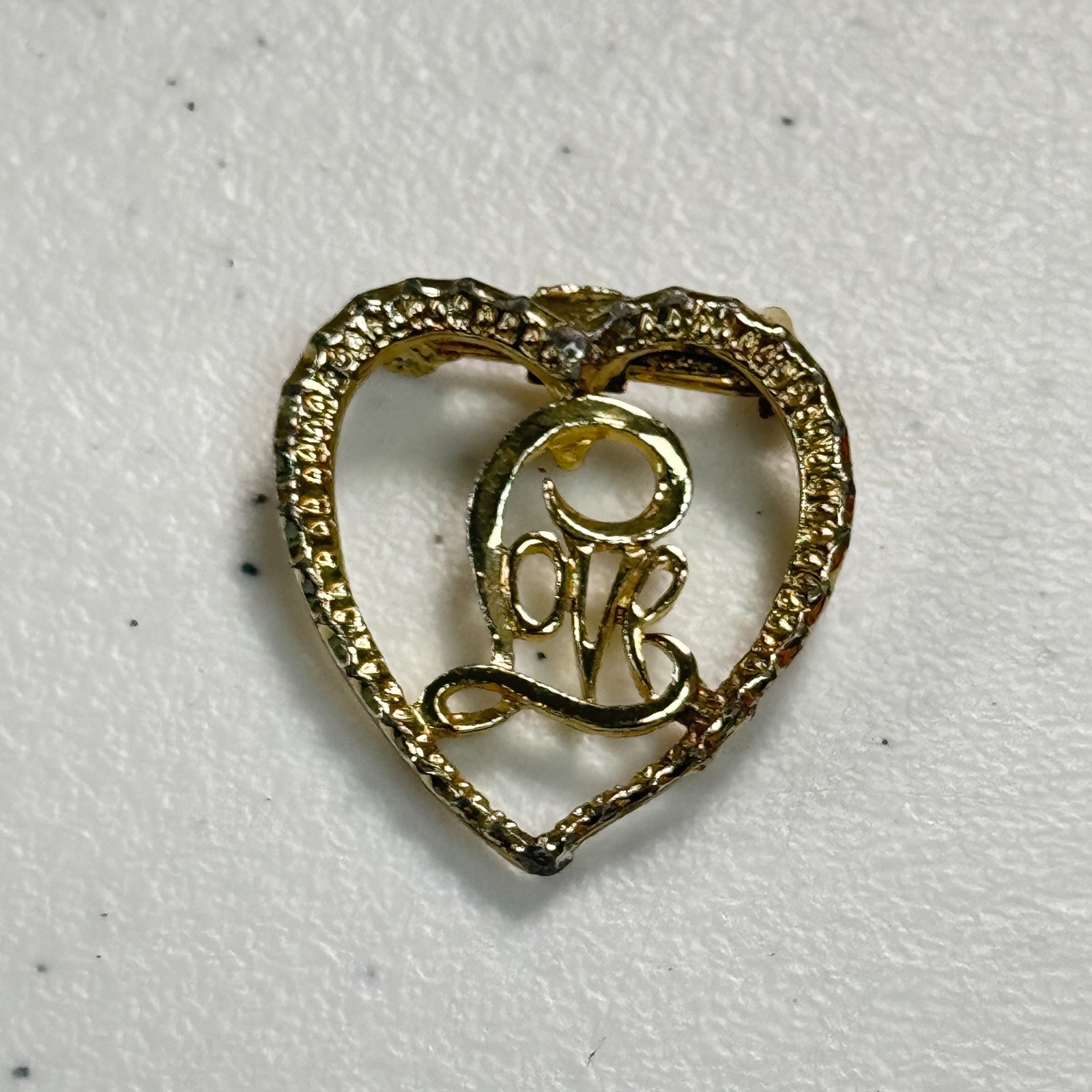 Vintage Gerry’s Heart Love Brooch Gold Tone Rhinestone Open Heart Signed Pin
