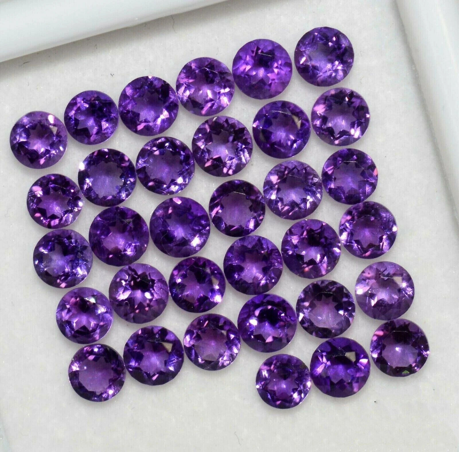 Natural Amethyst 6mm Round Cut 60 Pcs Loose Certified Gemstones Lot+ Free Gift