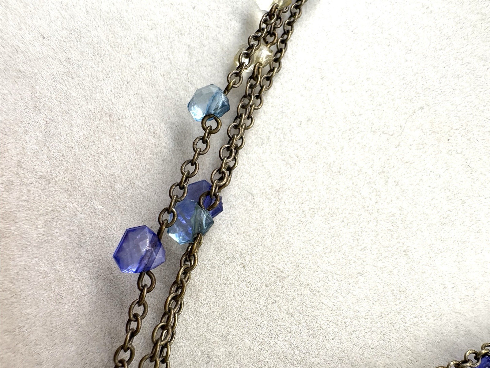 Evita Peroni Aged Brass Multi Colored Beaded Layered Tassel Necklace Pastel