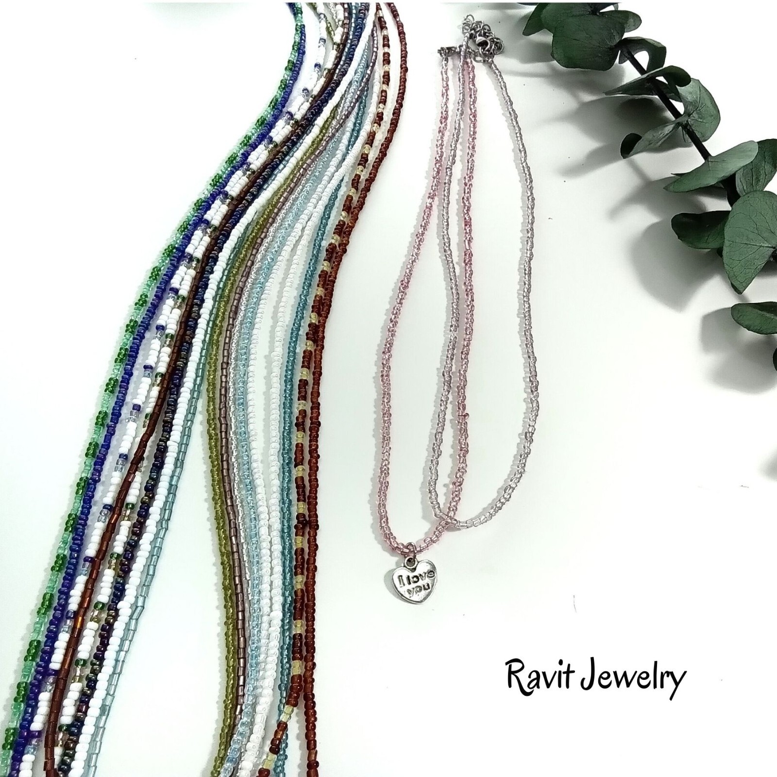 Dainty Small 2mm Glass Seed Beads Beaded Necklace With Pendant To Choose Jewlery