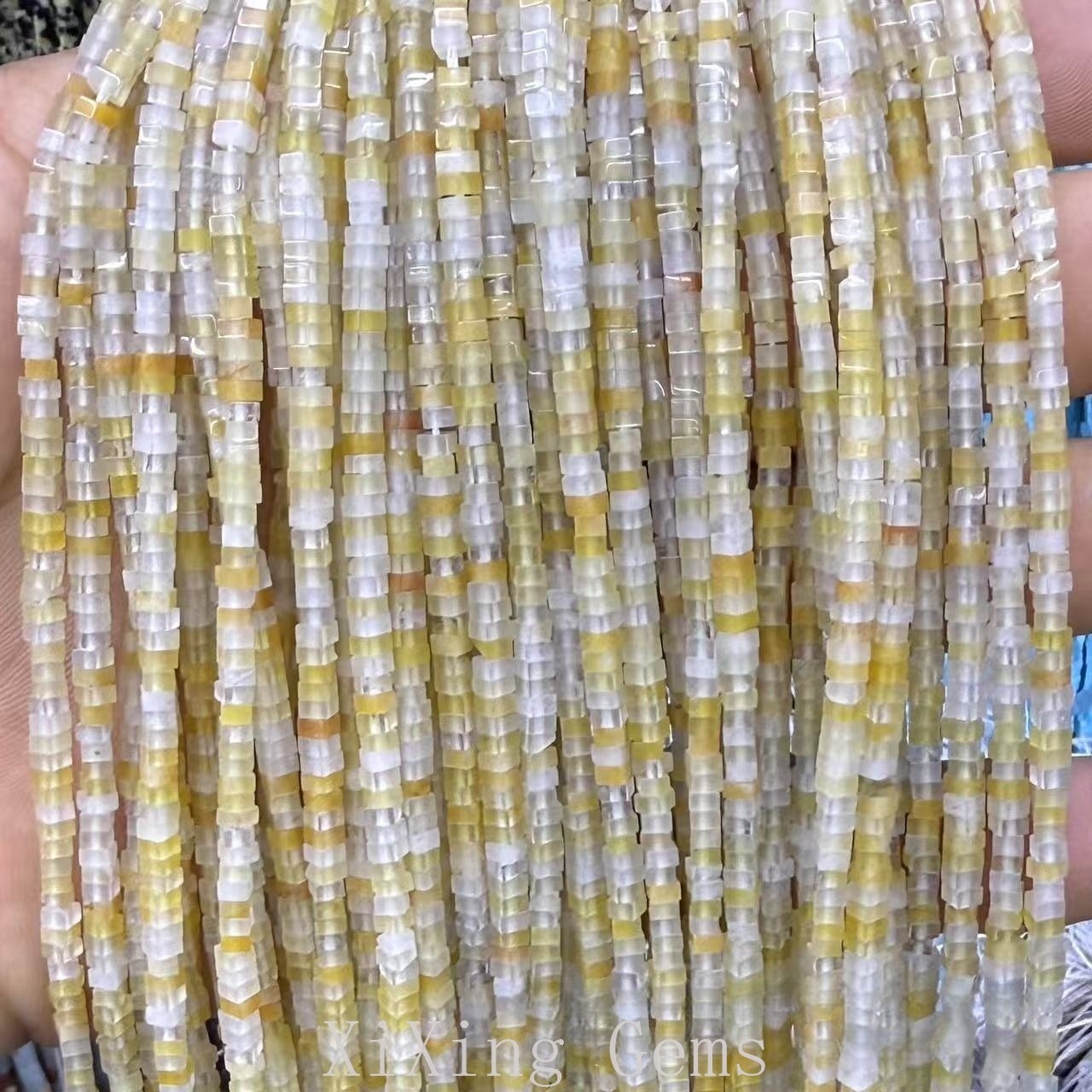 1x2mm Natural Yellow Jade Flat Square Disc Spacer Beads for Jewelry Making DIY