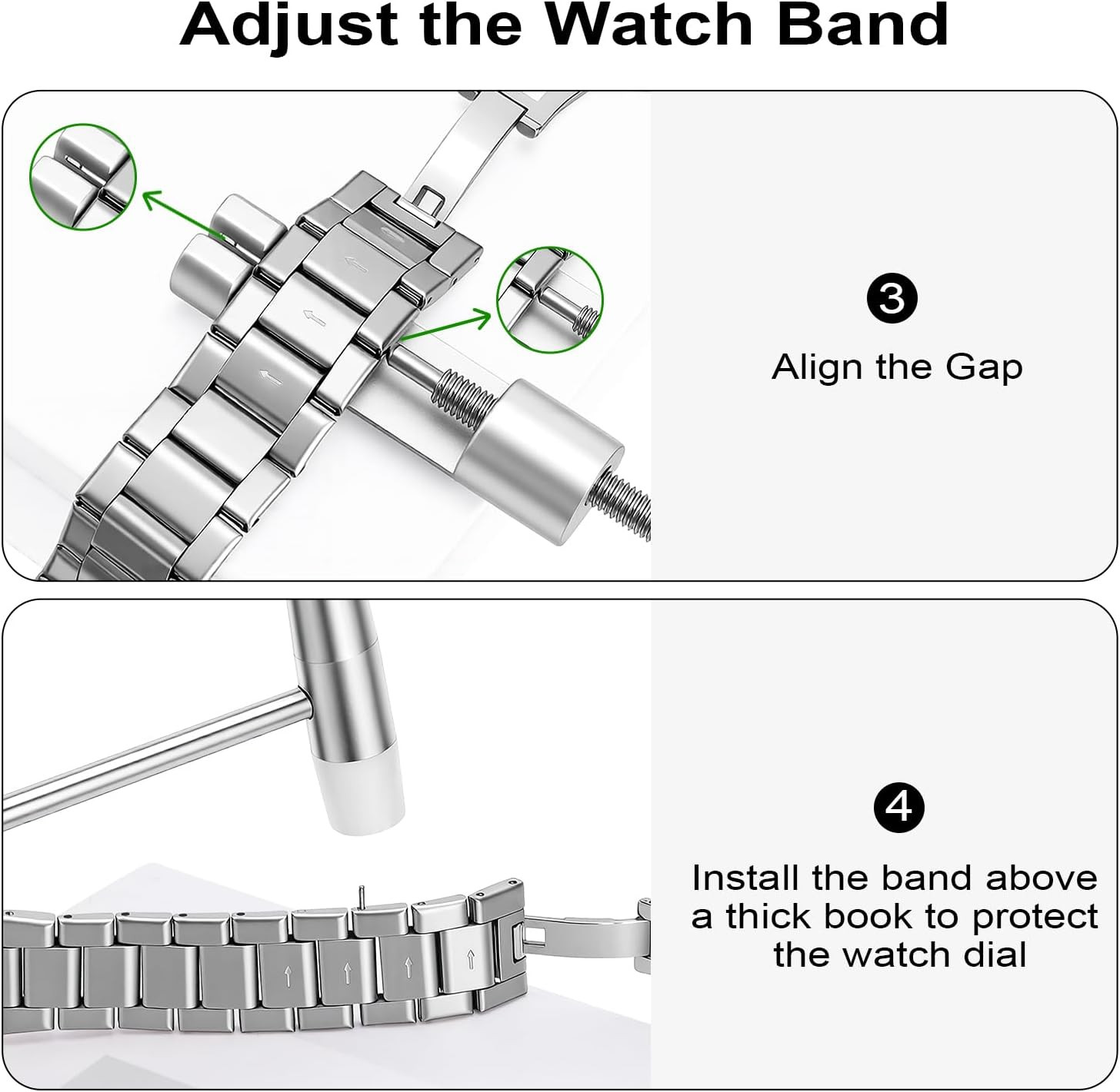 Solid Watch Link Removal Kit, Tools to Adjust and Remove Bracelets，Watch Strap S