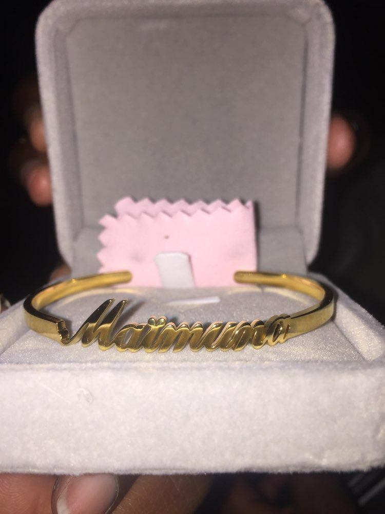 Gift Box Custom Name Bangle Bracelet Cuff Stainless Personalized Name Jewelry