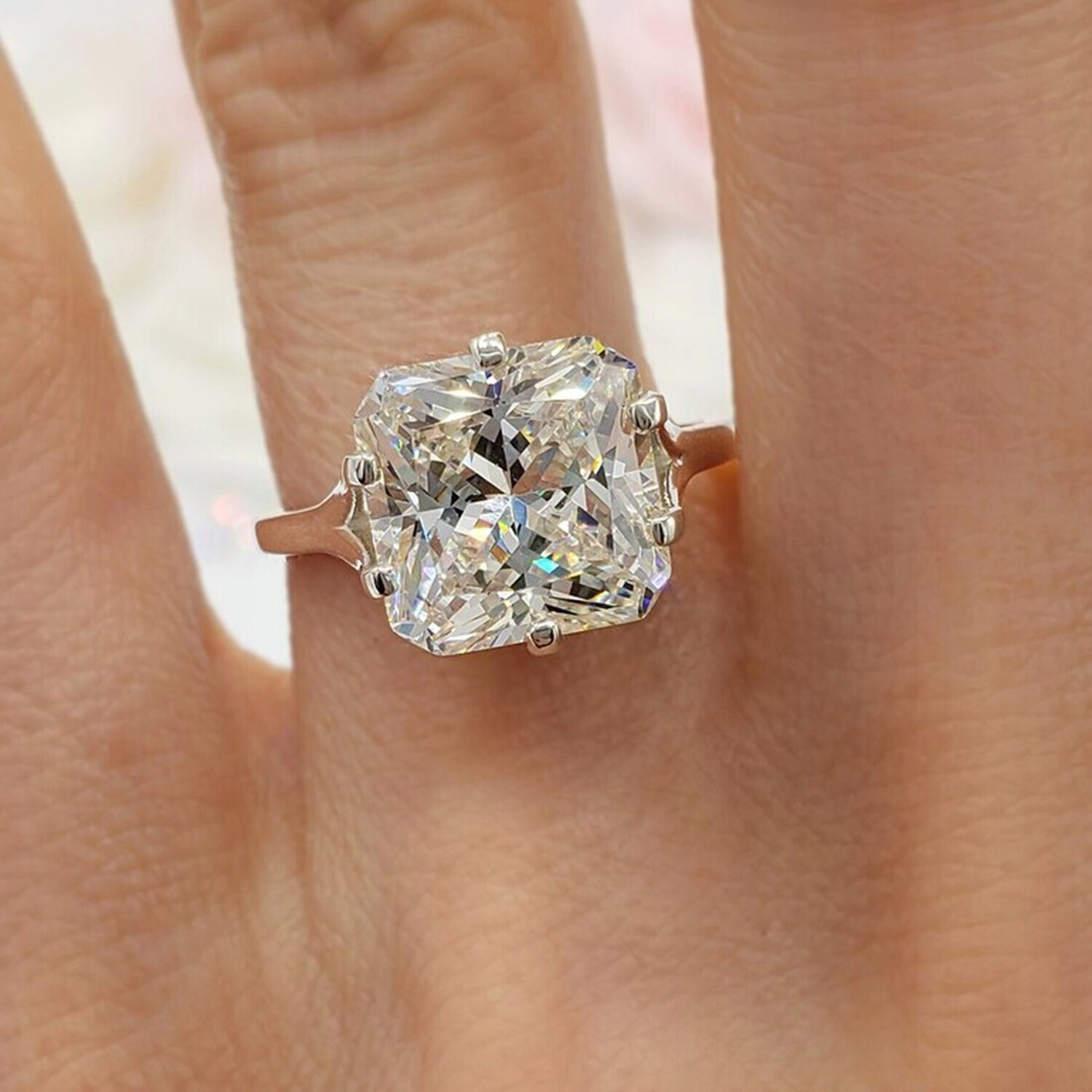 6.00 Ct Off White Lab Grown Diamond Radiant Cut Solitaire Ring 925 Silver