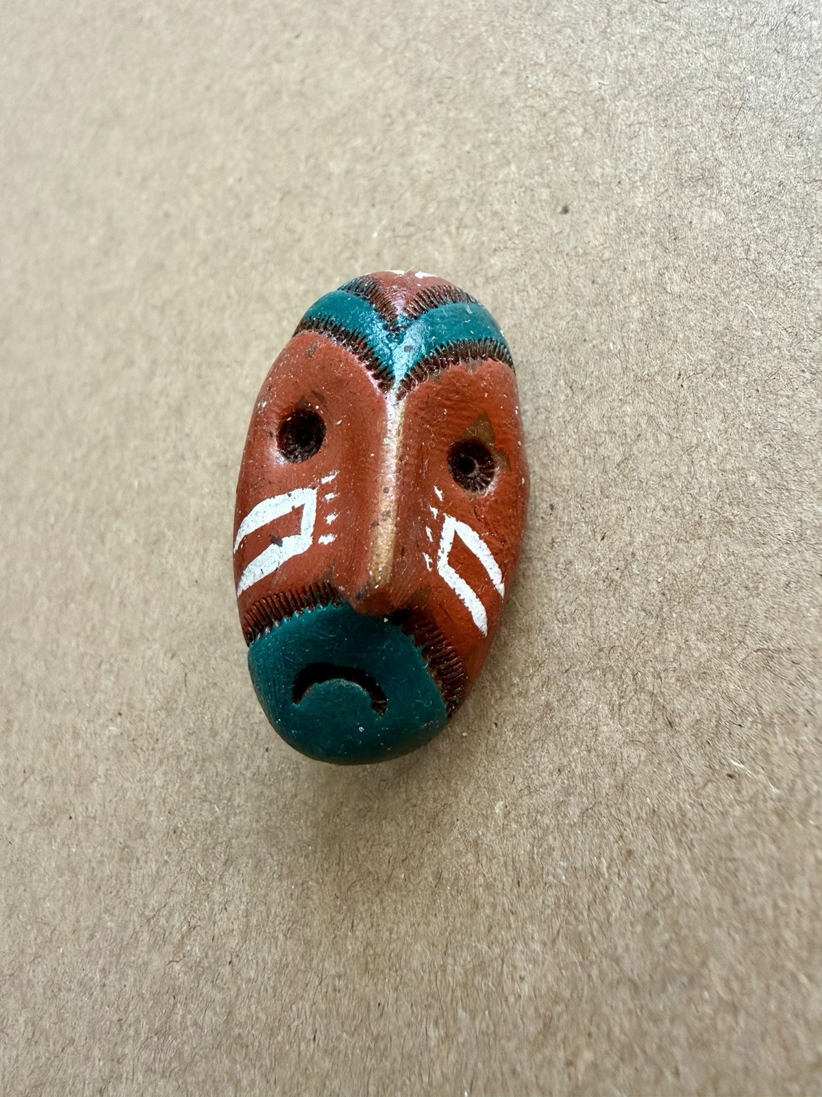 Vintage Style Tribal Mask Brooch Hand Painted Face Pin Ethnic Style Jewelry