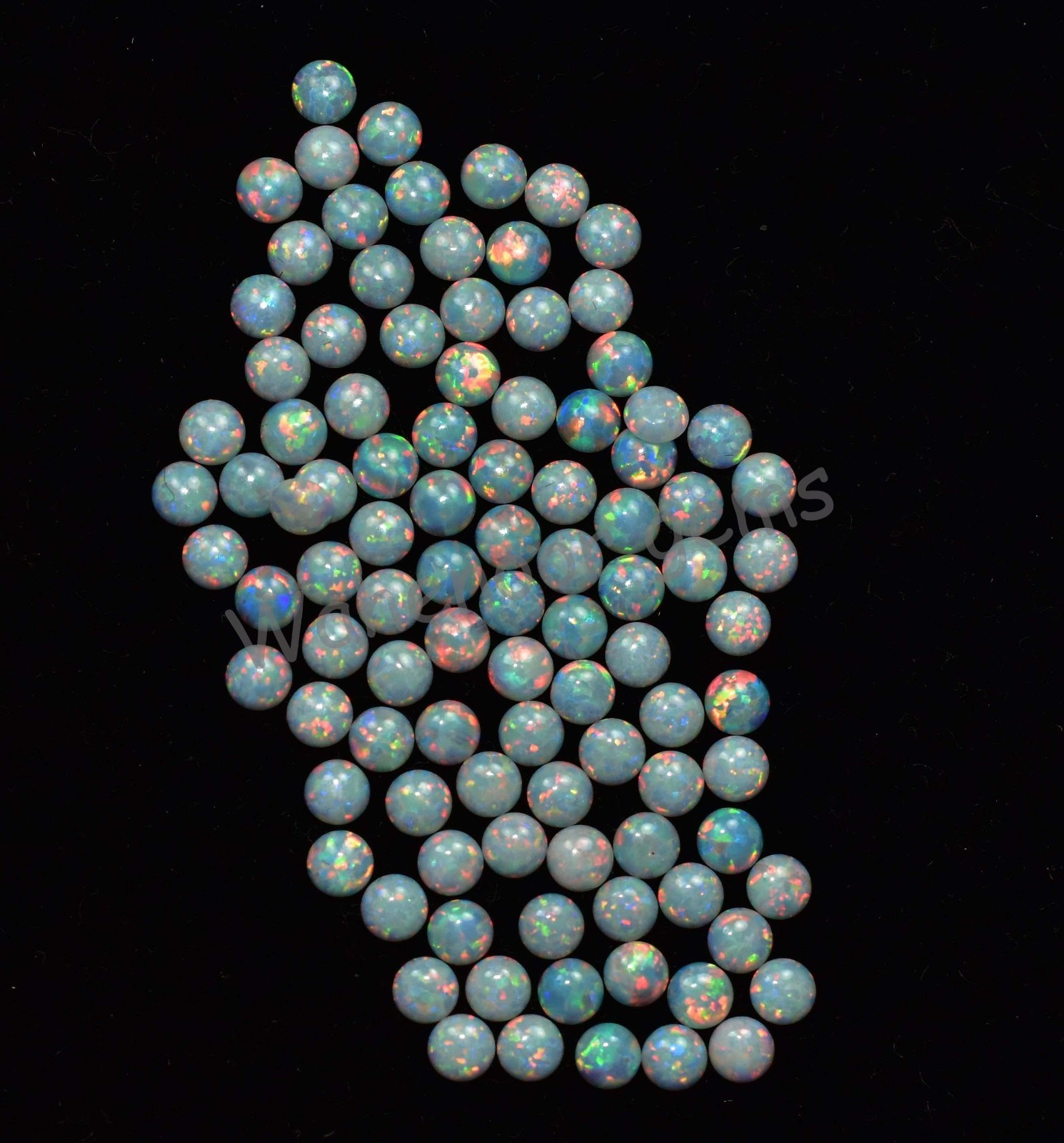 100 Pcs Natural White Fire Opal Play Of Color 2.50 MM Round Certified Gemstone